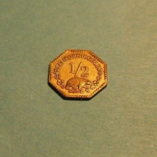 1855 1/2 California Gold Octagon Shape Token (bear)