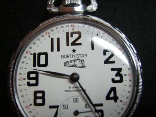 Vtg North Star Pocket Watch 17 Jewels Shockabsorber Made In France Winds & Runs 3