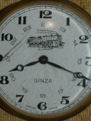 Vintage Ginza Pocket Watch Steam Train Locomotive Design Josmar Swiss Movement 2