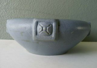 PETERS & REED - MATTE BLUE ARTS & CRAFTS ART POTTERY LOW / BULB BOWL 2
