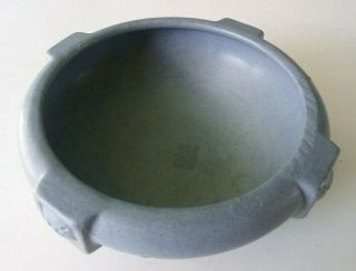 PETERS & REED - MATTE BLUE ARTS & CRAFTS ART POTTERY LOW / BULB BOWL 3