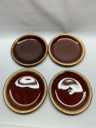 Hull Brown Drip Glaze Oven Proof Usa Salad Bread Butter Plates Vintage Set 4