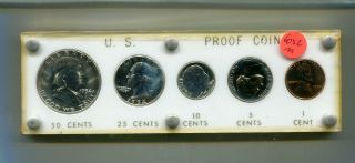 1954 United States 5 Coin Silver Proof Set With Plastic Holder 6052m