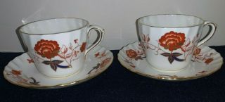 (set Of 2) Royal Crown Derby Bali A1100 English Bone China Cups And Saucers