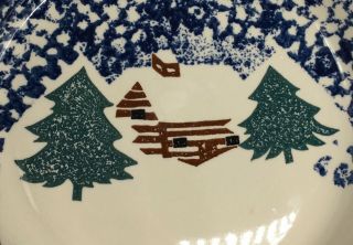 Tienshan Folk Craft CABIN IN THE SNOW Pie Plate 10 1/4 