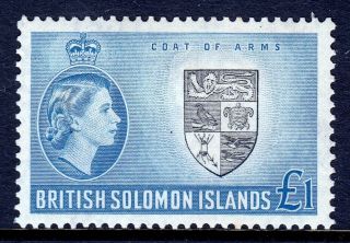 Solomon Islands — Scott 105 (sg 96) — 1958 £1 Qeii Issue — Mh — Scv $32.  50