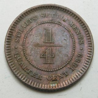 Straits Settlements (british) 1/4 Cent 1889 - Bronze - Victoria - Vf - - 2940