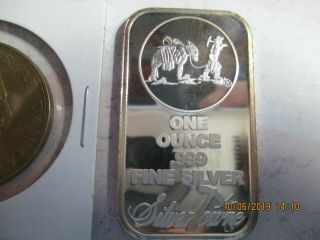 1947 Denmark 2 Kroner coin and a.  999 Fine Silver One Ounce Bar Silvertowne 3