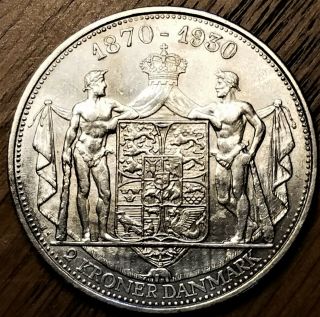 1930 Denmark 2 Kroner Toned XFine Silver Coin 60th Birthday of King Christian X 2