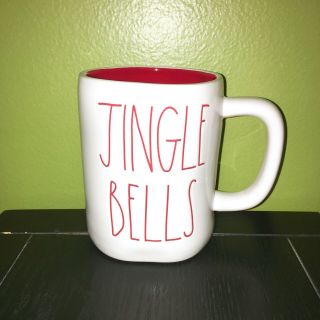 Rae Dunn Holiday Christmas Red Ll " Jingle Bells " Mug With Red Inside By Magenta