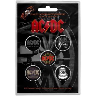 Official Merch 5 - Badge Pack Metal Pin Badges Ac/dc For Those About To Rock