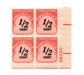 Us Sc J88 Postage Due Block Of 4 1/2 Cent Stamps P Bob Mnh Og Id 1737
