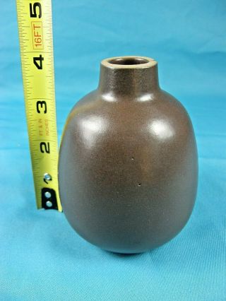 Vntg Heath Ceramics 130 Bud Vase 4 " Matte Dark Brown