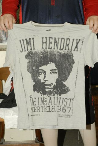 Jimi Hendrix T Shirt Black On Gray Large Near Guitar God Seattle Us Army
