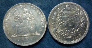 Guatemala Silver Coin 1 Real,  Km174,  Au,  1899