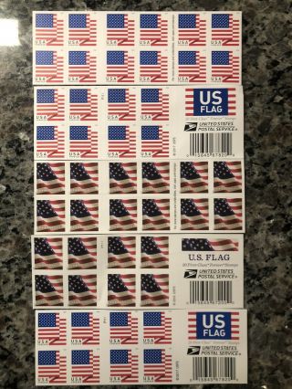 Us Forever Stamps Usps 5 Books Of 20 (100 Total Stamps) 2017/2018 Flag