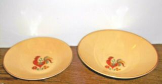 Two Vtg Taylor Smith & Taylor Reveille Rooster Pattern 9 " Vegetable Bowls & 7 "