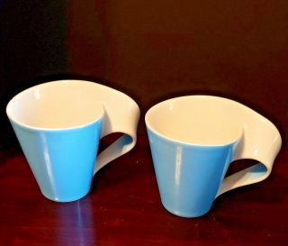Villeroy & Boch Wave Soft Blue Caffe Mugs,  Set Of 2