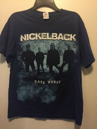 Nickelback Dark Horse Gildan T - Shirt Double Sided Blue Tour T - Shirt Size Medium