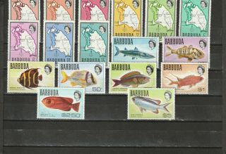 A110 - Barbuda - Sg12 - 27 Mnh 1968 Map & Fish Definitives - Full Set 1/2c - $5