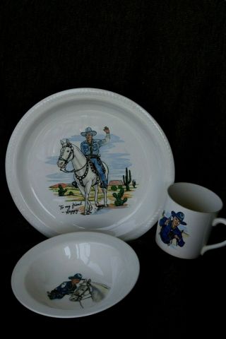 Hopalong Cassidy,  Dinner Plate,  Bowl,  And Mug.  W S George On Plate & Bowl
