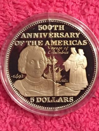 Bahamas 5 Dollar 1991 Proof - Silver - 500 Anniversary Of The Americas