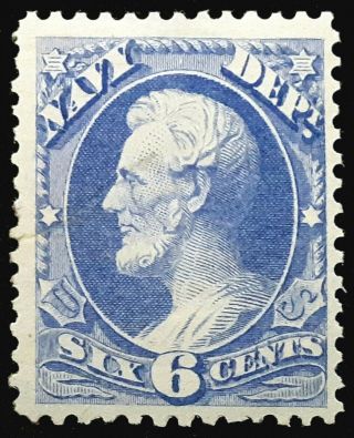 Us Official Stamp 1873 6c Navy Lincoln Scott O38 Nh