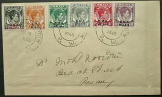 Bma Malaya 19 Oct 1945 Postal Cover Sent From Butterworth,  Penang - See