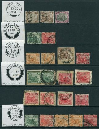 Old S.  S.  Malaya F.  M.  S.  Selection Of 22 X Stamps With Local Pmks (14)