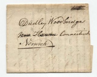 1787 Boston Ma To Norwich Ct Stampless 4.  8 Rate With Letter [rf.  80]