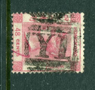 1863/71 Hong Kong Qv 48c Stamp With Japan Yokohama Black Y1 Killer Chop