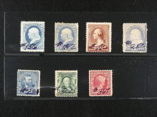Us Group Of 7 Early Stamps Sc 156,  182,  210,  212,  281,  300,  367 S261