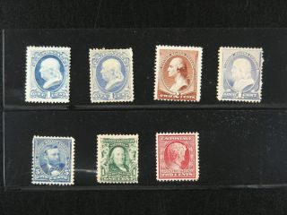 US Group of 7 Early Stamps Sc 156,  182,  210,  212,  281,  300,  367 s261 2