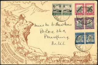 South Africa 1933 - 6 Vootrekker Memorial Fund Paris Set 1938 Special Cover C45152