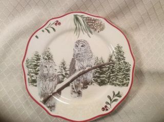 Better Homes & Gardens Winter Forest Snow Owl Salad Plate 10542203