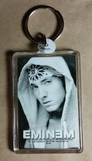 As - Is Eminem Bandana Hoodie B&w Up Close Face Key Chain Keychain