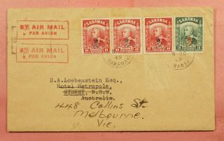1949 Sarawak Overprint Airmail To Australia Forwarded