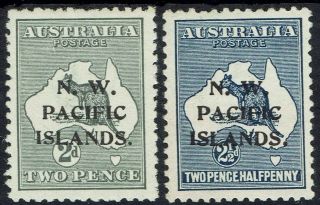 Nwpi Guinea 1915 Kangaroo 2d And 21/2d 1st Wmk