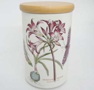 Portmeirion Botanic Garden 7.  5 " Storage Jar Wood Lid Mexican Lily