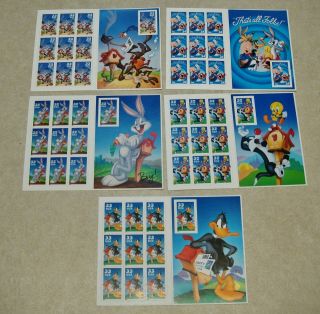 5 Sheets Us Stamps Looney Tunes That 