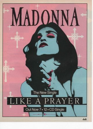 Madonna - Like A Prayer - 1989 A4 Mini Poster Advert 1980s