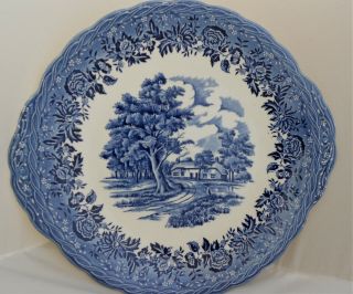 Serving Plate W H Gindley Blue Country Inn Style