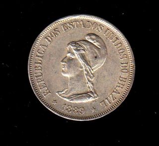 Brazil Silver Coin,  500 Reis,  1889 Year Uncau