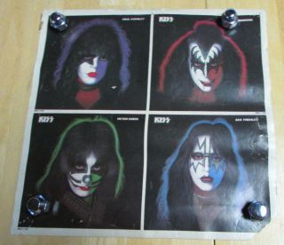 Vintage 1978 Kiss Solo Lp Album Poster Pin - Up Nblp 7120 7121 7122 7123
