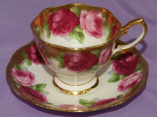 Royal Albert Old English Rose English Crown China Teacup & Tea Cup And Saucer