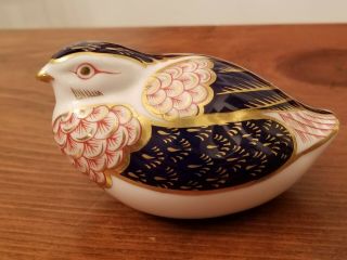 Royal Crown Derby Quail Paperweight Gold Stopper Bird