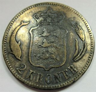 1876 DENMARK 2 Kroner Silver Coin - Low Mintage 3