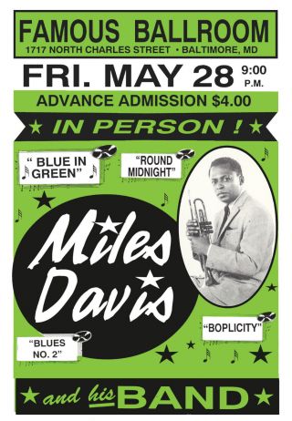 Miles Davis Concert Poster,  8 " X10 " Color Photo