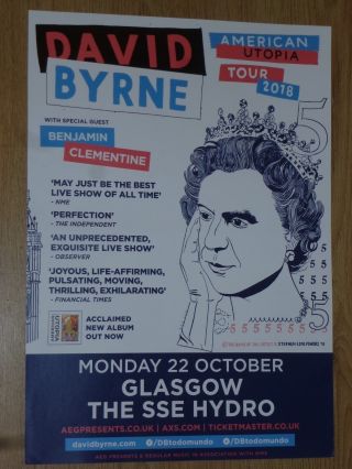 David Byrne,  Benjamin Clementine - Glasgow Oct.  2018 Show Concert Gig Poster