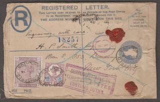 1894 Registered Envelope From Brighton To Usa With 1883 - 84 2s6d (sg178)